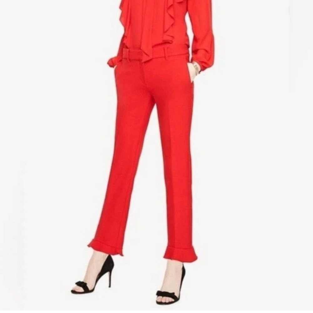 Ann Taylor women’s‎ size 12 T divine fit red  tulip/ruffle hem line pants